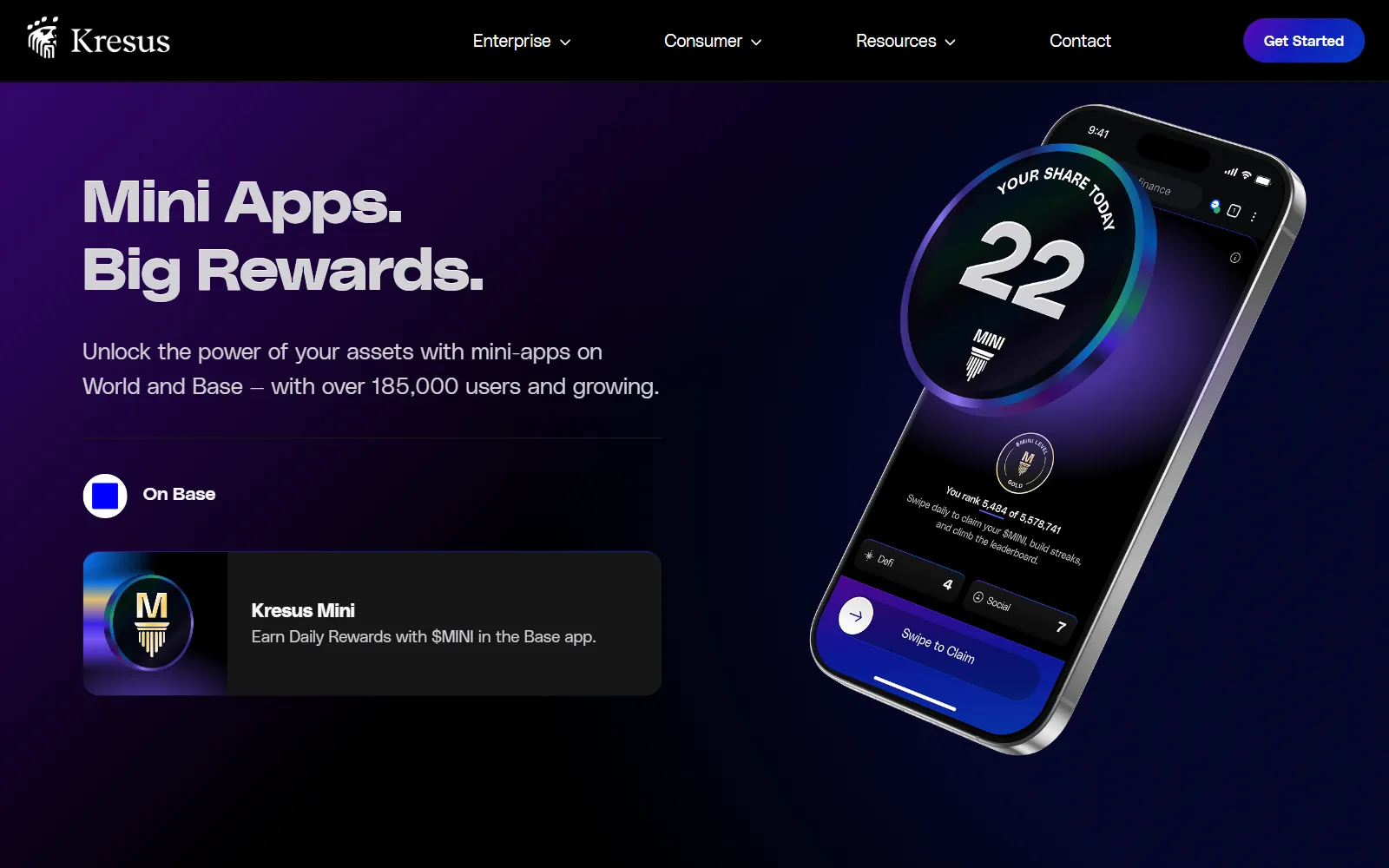 Kresus Mini Apps live site on desktop